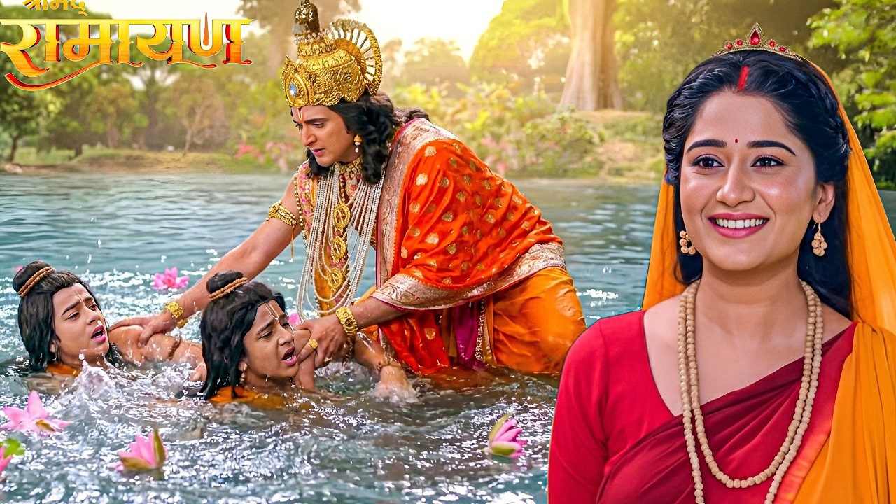 श्री राम को लव कुश की रक्षा करते देख खुश हुई माता सीता || Shrimad Ramayan