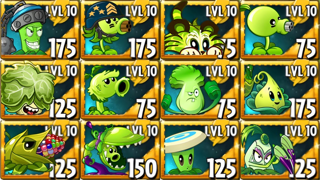 EVERY RANDOM GREEN PLANTS MAX LEVEL! vs PVZ 2 ZOMBIES - PvZ 2 Mod Final Boss