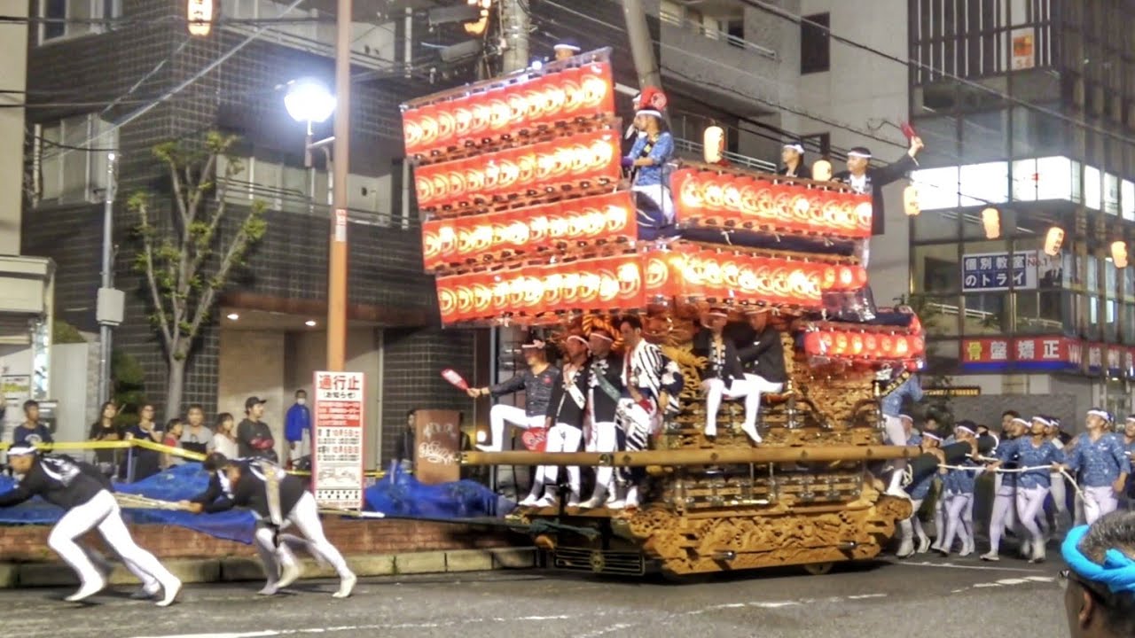 2024.9.22 堺市 深井 東地区 だんじり 試験曳き 夜の序盤 やりまわし