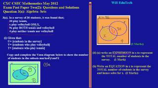 csec cxc maths past paper 2 question 3a may 2012 exam solutions answers by will edutech