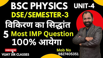IMP Question of Theory of Radiation Unit-4 | Bsc Physics Semester-3