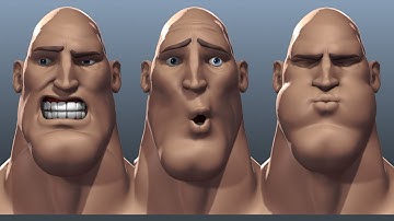 Tough Guy Facial Rig Test With Wireframe Overlay