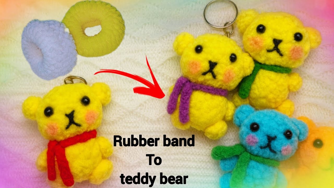 DIY Rubber Band Teddy Bear 🧸 Keychain Step-by-Step | Super Easy Craft 