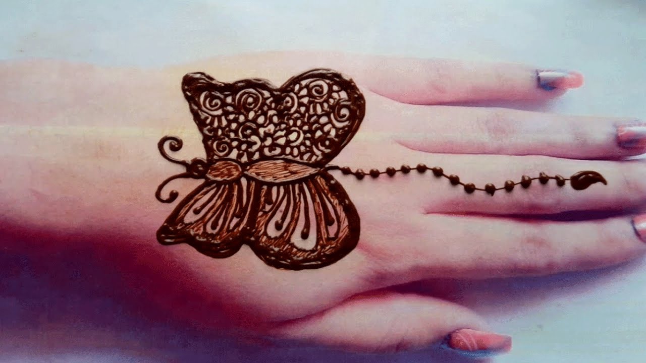 STYLISH Butterfly Mehndi Desing For Back Hand, New Mehndi design - YouTube