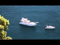 White yacht in the sea. Free HD stock footage.