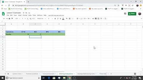 Google Sheets Class Lesson 1 - How to add, subtract, multiply, and divide