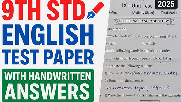  Std IX English First  Unit Test | Activity Sheet with Answers | Maharashtra Board|Activity sheet-6|