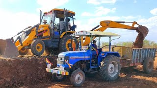 Sonalika DI 47 RX Tractor with fully loaded trolley | JCB 3DX Machine | Come To Village Sonalika DI 47 RX Tractor with fully loaded trolley | JCB 3DX Machine | Come To Village