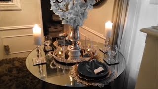 Blue and gold Tablescape | Dollar Store Finds \& Ideas