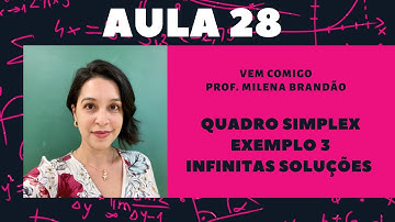 Quadro Simplex - Exemplo 3 -  Problema de Programação Linear que possui infinitas soluções ótimas