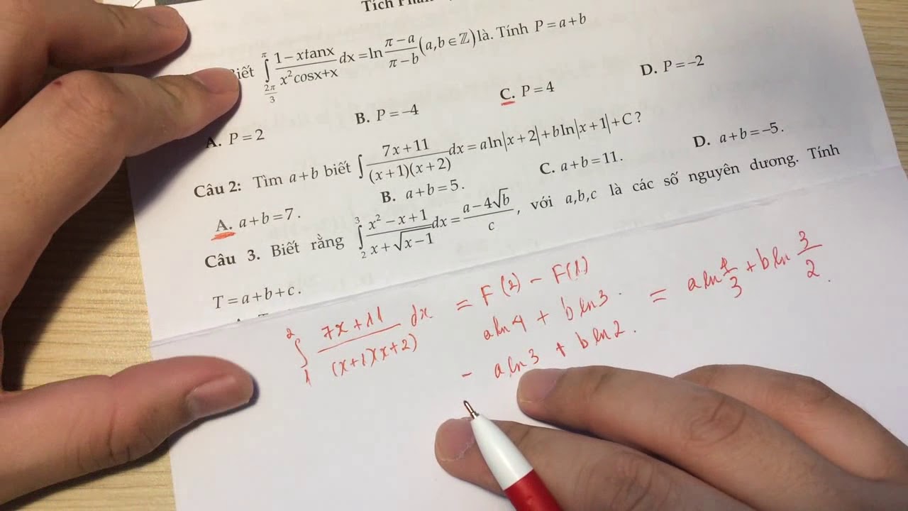 Casio tích phân a,b,c ; tích phân có điều kiện cho trước