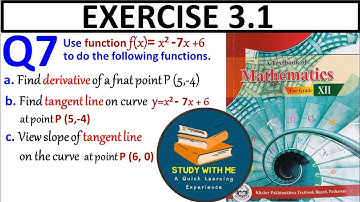Exercise 3.1 Question 7 class 12 Maths KPK Book | Ex 3.1 Q No 7 Use function to find derivative