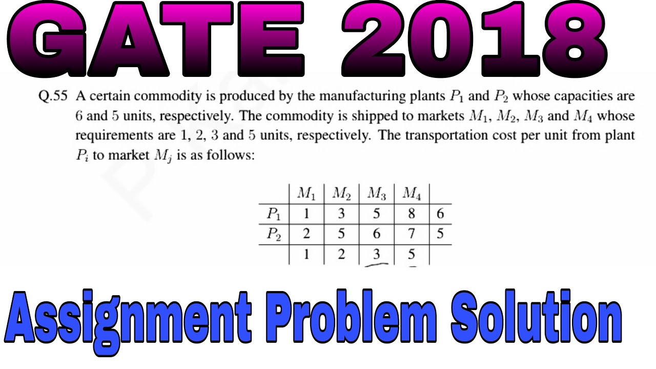 GATE-2018 || Mathematics (MA) || Transportation problem || questions ...