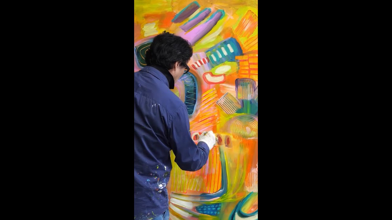 Acrylic Orange Painting Demo- Abstract painting