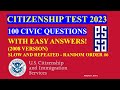 2023 (EASY Answer) USCIS Official 100 Civics Questions &amp; Answers for US Citizenship Interview 2023