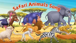 Safari Animals Song 🎶 Learn Animal Sounds &amp; Names in a Fun Way 🦁🐘🦒 Best Rhymes for Toddler