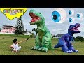 T-Rex Dinosaurs vs. Giant Eyeballs!! "Skyheart Toys" dino battle kids brachiosaurus