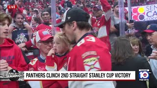 Players celebrate Panthers' second straight Stanley Cup victory