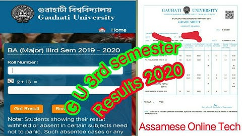 GU 3rd Semester Results. Gauhati University Result