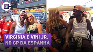Virginia Fonseca e Vini Jr  chegam de mãos dadas ao GP da Espanha; veja look ousado de brasileira