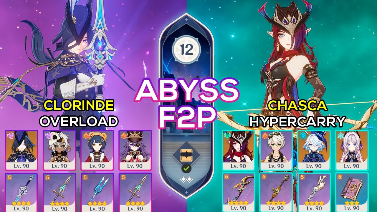 [F2P] C0 Clorinde Overload & C0 Chasca Hypercarry | Spiral Abyss 5.5 ...