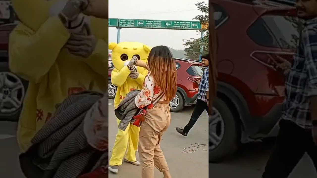 teddy bear dance with cute girl 