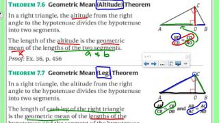 7.3 Video Notes - Similar Right Triangles