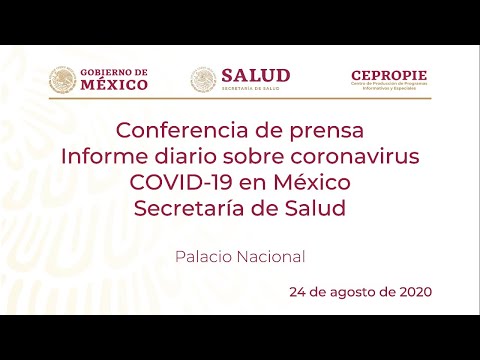 Informe diario sobre coronavirus COVID-19 en México. Secretaría de Salud. Lunes 24 de agosto, 2020