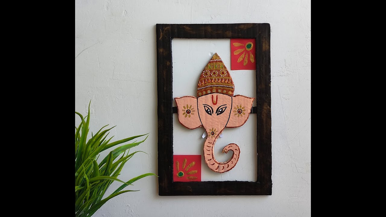 Craft Trade Lord Ganesha Metal Wall Hanging - 7.5x6 Inches, Red, Handcrafted, For Home Decor & Vastu