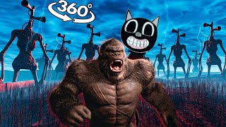 360 Video | King Kong VS 100 Siren Head 360° in real life | Boss Сartoon Сat attacked me | Part 2 4K