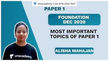 Most Important Topics Of Paper 1 | Part 2 | NTA UGC NET | Alisha | Unacademy Live