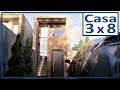 CASA PEQUEÑA DE DOS PISOS 3 x 8 - Casas Angostas de 2 Plantas 3x8 metros - Balcón - Dos Dormitorios