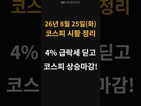 (8월 25일) 오늘 코스피 요약 - 4% 급락세 딛고 코스피 상승마감!