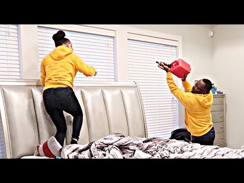 SETTING MY WIFE ON FIRE PRANK!