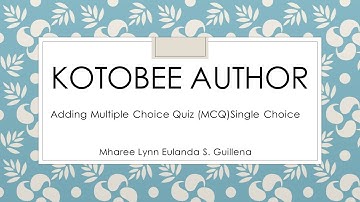 Kotobee Author- Adding Multiple Choice Quiz (MCQ) Single Choice