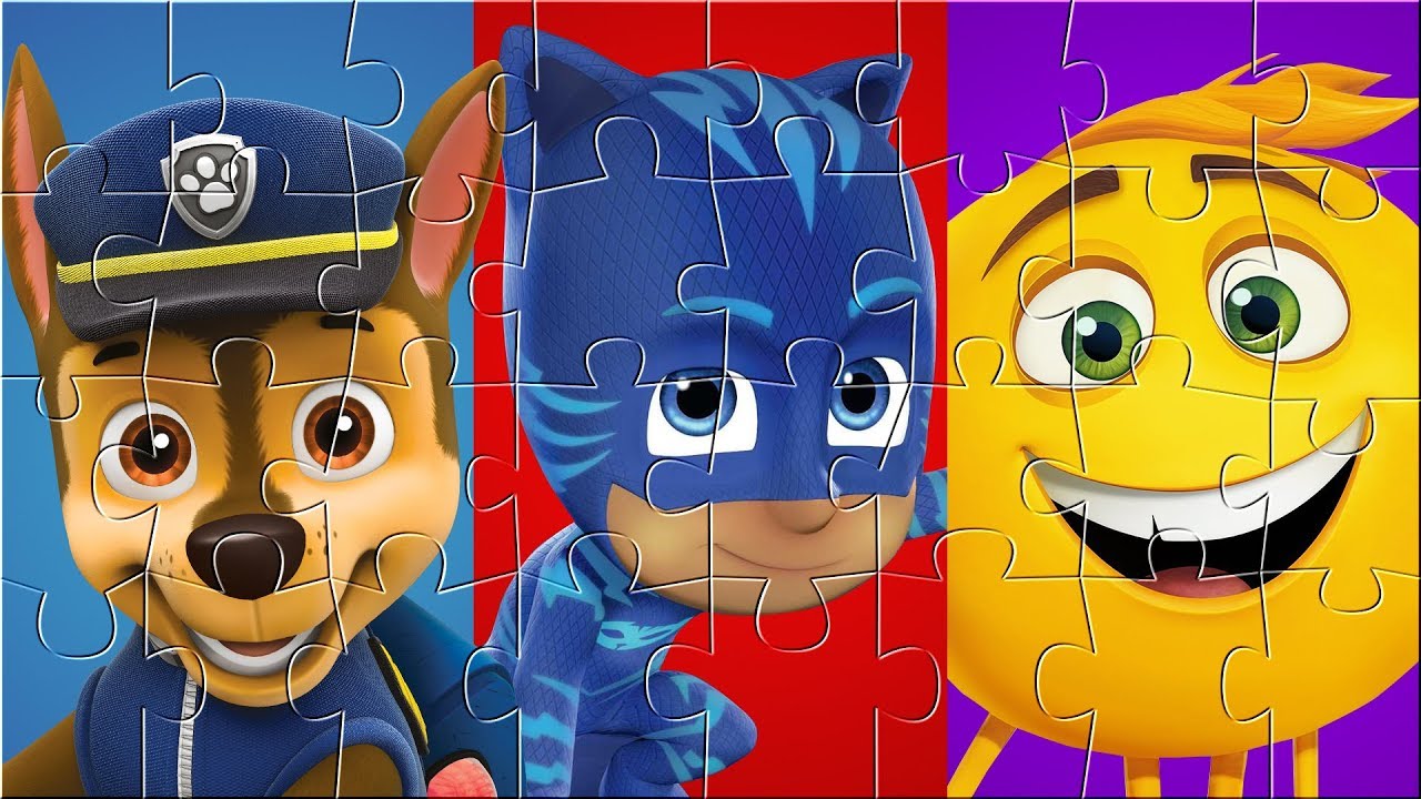 Puzzle de la Patrulla Canina con los PJ Masks y Emoji la Película - YouTube