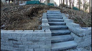 Installing Retaining Wall & Stone Steps Are Easy Money! OLS Project .01