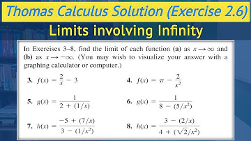 Thomas calculus solution exercise 2.6 Q3 to Q8 | Limit at infinity urdu hindi || Lec 44
