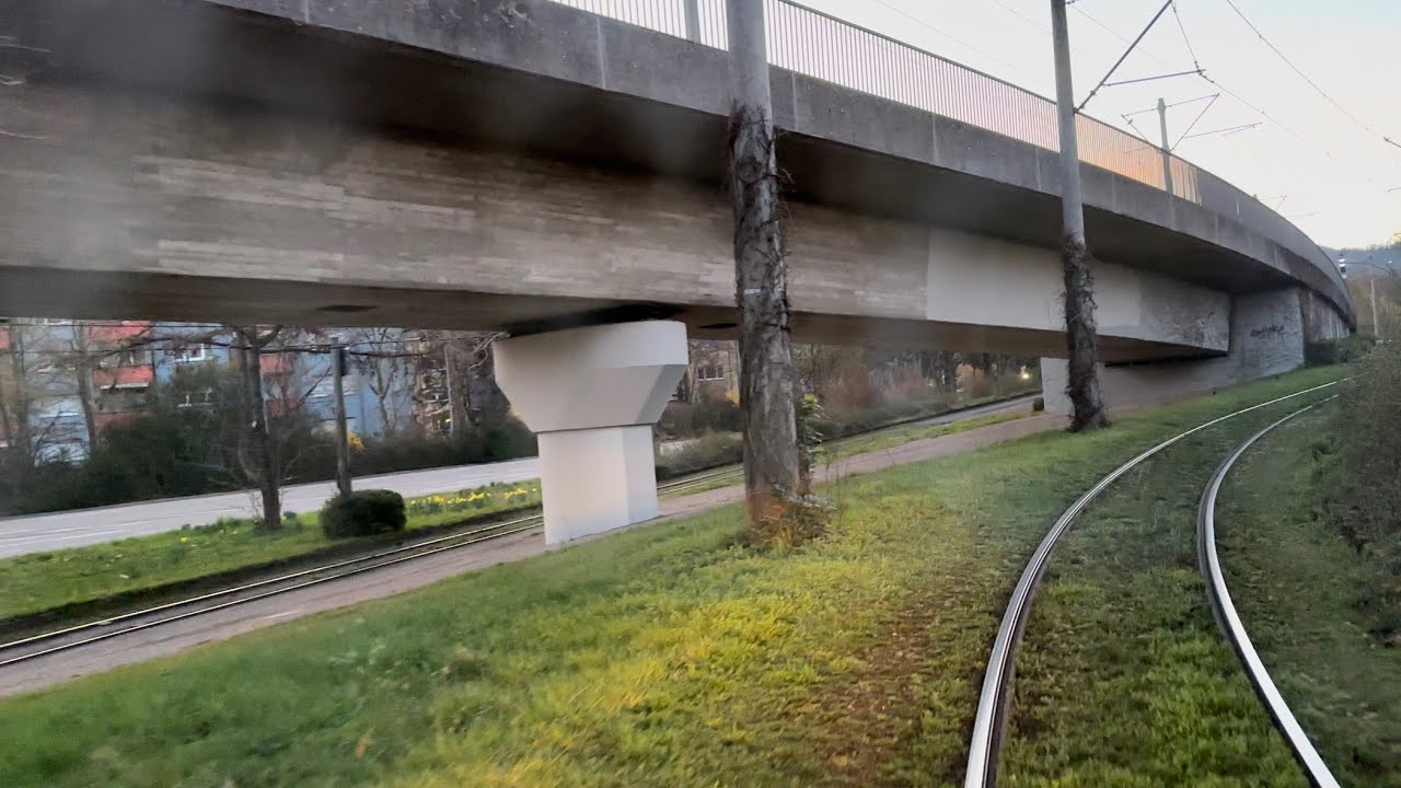 The tram leaves the depot directly towards Line 2❤️Freiburg🌲 Black Fores￼🇩🇪Germany