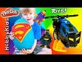 Giant SUPERMAN Surprise Egg Batman Toys Superhero Surprise Eggs Imaginext Fun HobbyKidsVids