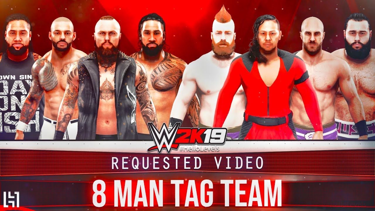 WWE 2K19 8 Man Tag Team Match Gameplay Ricochet Aleister Black Usos