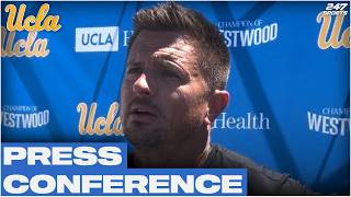 UCLA football coach Bob Chesney discusses Bruin offensive line scrimmage standouts and injuries