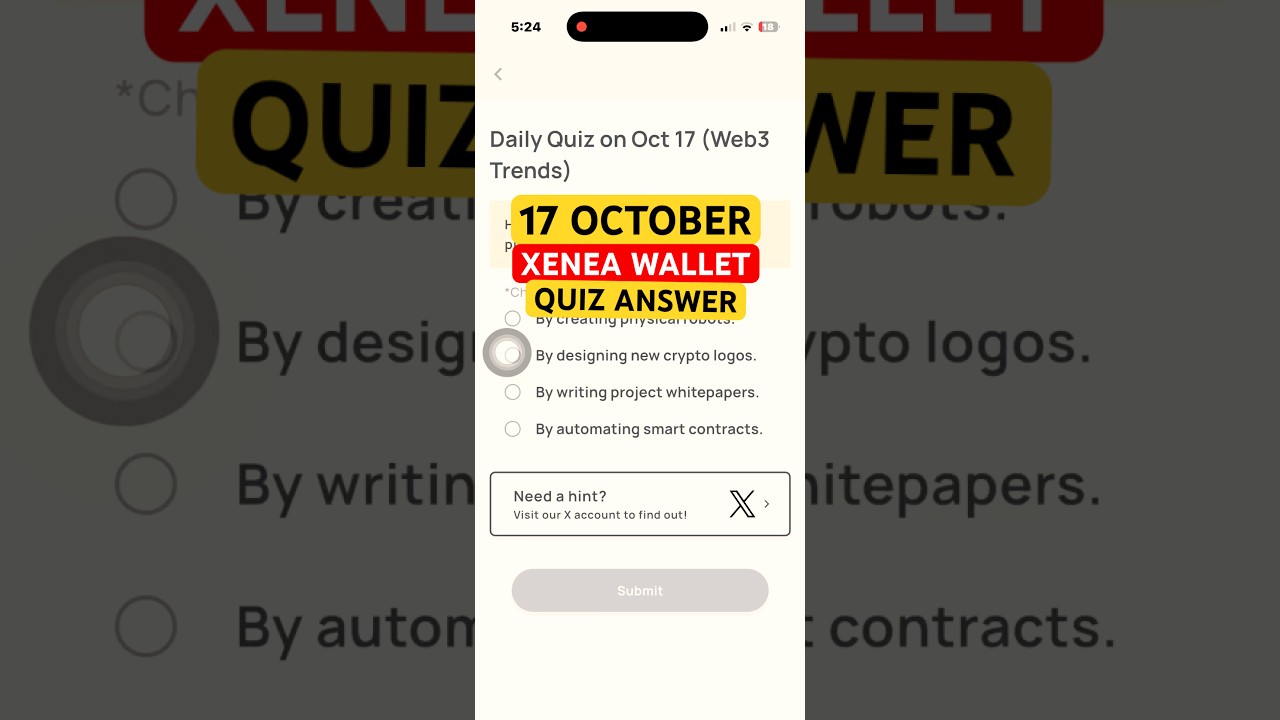 17 October Xenea Wallet Quiz Answer | Xenea wallet daily Quiz Answer Today | Xenea Wallet Quiz |