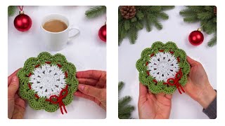 How to Crochet the Cutest Christmas coaster | Very EASY Crochet Tutorial