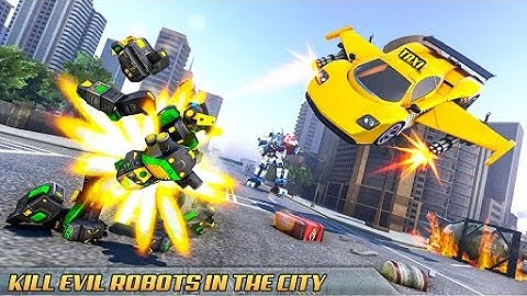Flying Taxi Robot Car Games 3D - Android Gameplay
