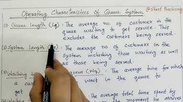 Operating Characteristics of Queueing Theory | Traffic Intensity | Operation Research in Hindi