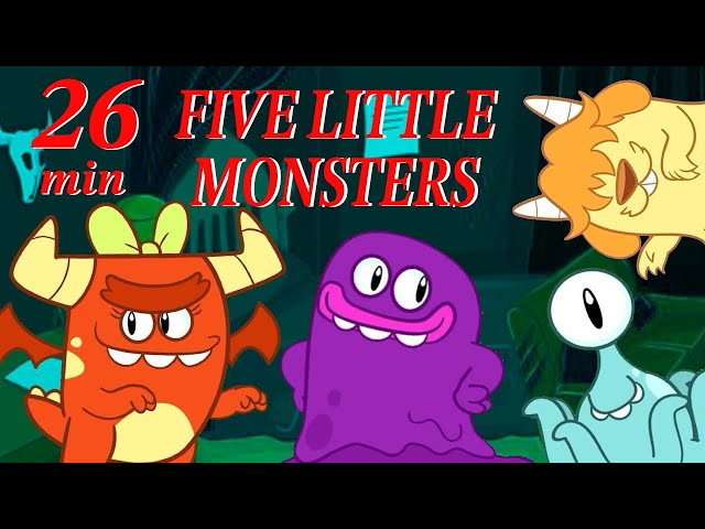 Five Little Monsters Jumping On The Bed - Kids Rhymes for Children