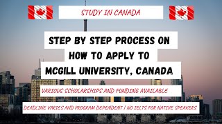 Step by step process to apply to McGill University, Canada |Several fully funded scholarships