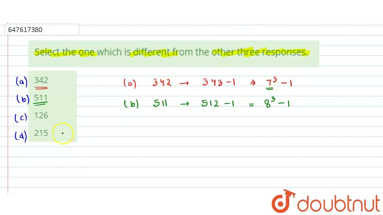 Select the one which is different from the other three responses. | CLASS 14 | SSC CHSL MEMORY B...