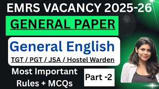 EMRS General English | Emrs General Paper | EMRS 2025 | Subject Verb Agreement | EMRS English MCQs